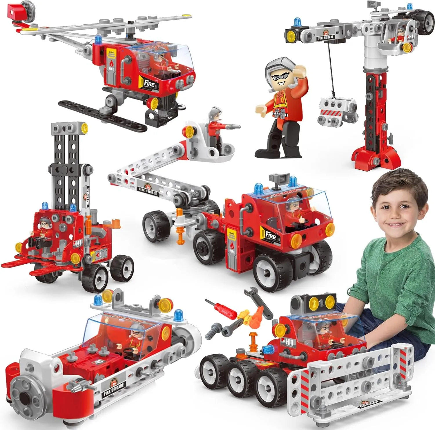 6-in-1 STEM Toys for 4 5 6 7 8  Year Old Boy 187-Piece Educational Construction Blocks Stem Building Toys for Kids Ages 4-8 8-10 Creative Construction Toys Birthday Valentine Gift for Boy Girl