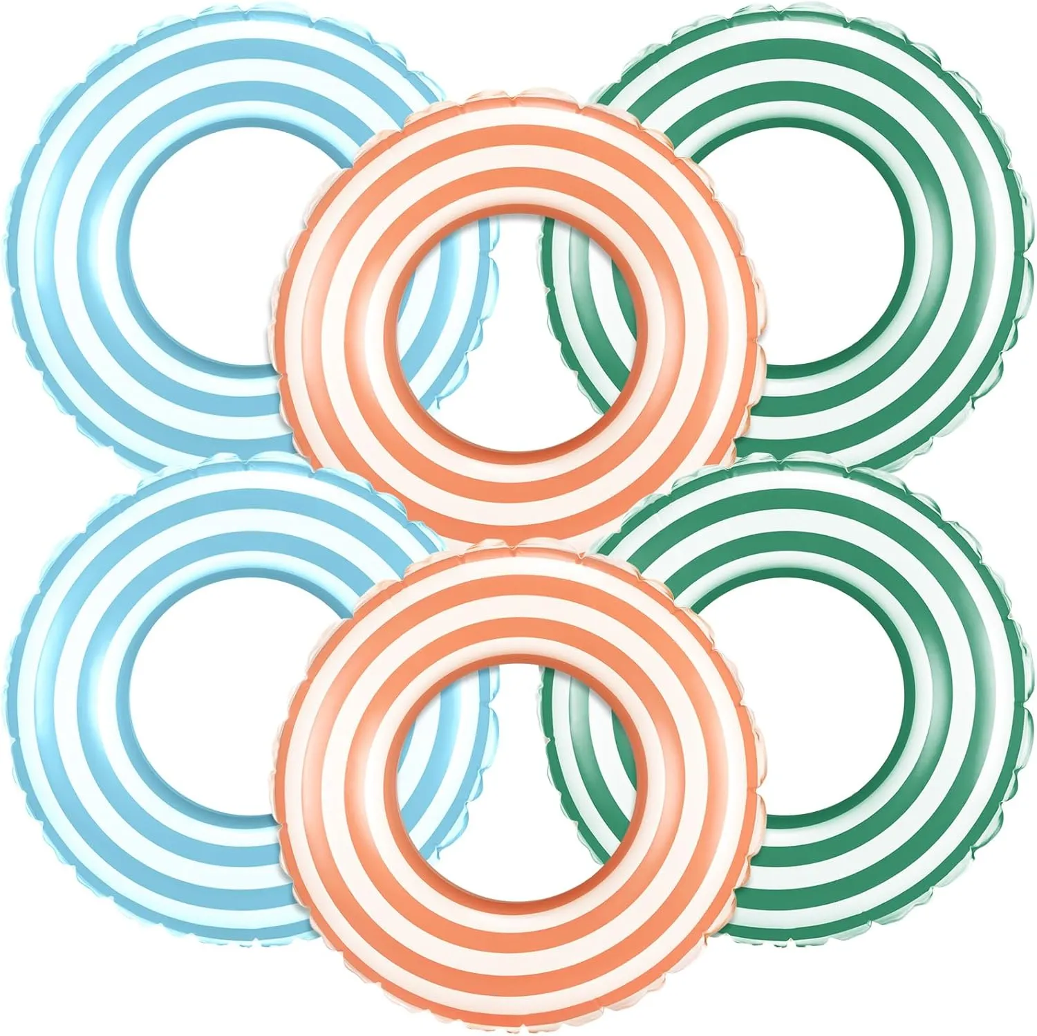 6 Pcs Inflatable Pool Float Swimming Rings Tubes 22.8 Inches Pool Floaties for Outdoor Summer