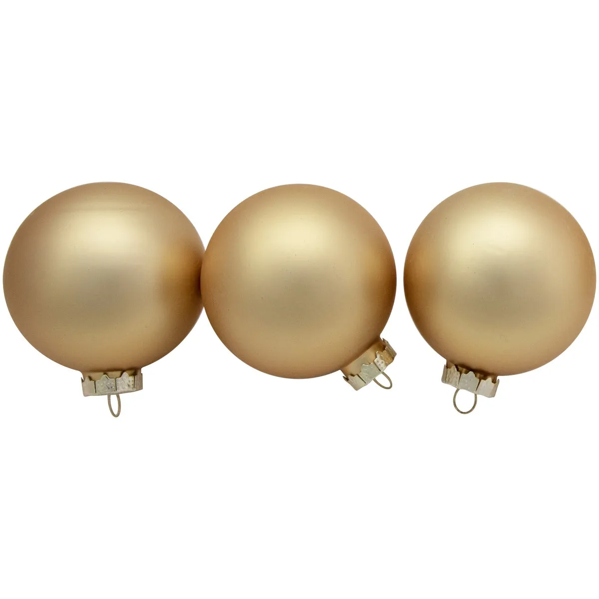 6ct Champagne Gold 2-Finish Glass Ball Christmas Ornament Set 3.25"