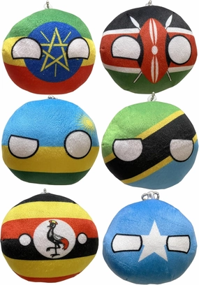 6PC Countryballs Plushies - Soft & Educational National Character Toys. Your Collection of Countryball and Polandball Plushies. (18KE-RW-SO-TZ-UG-ET)