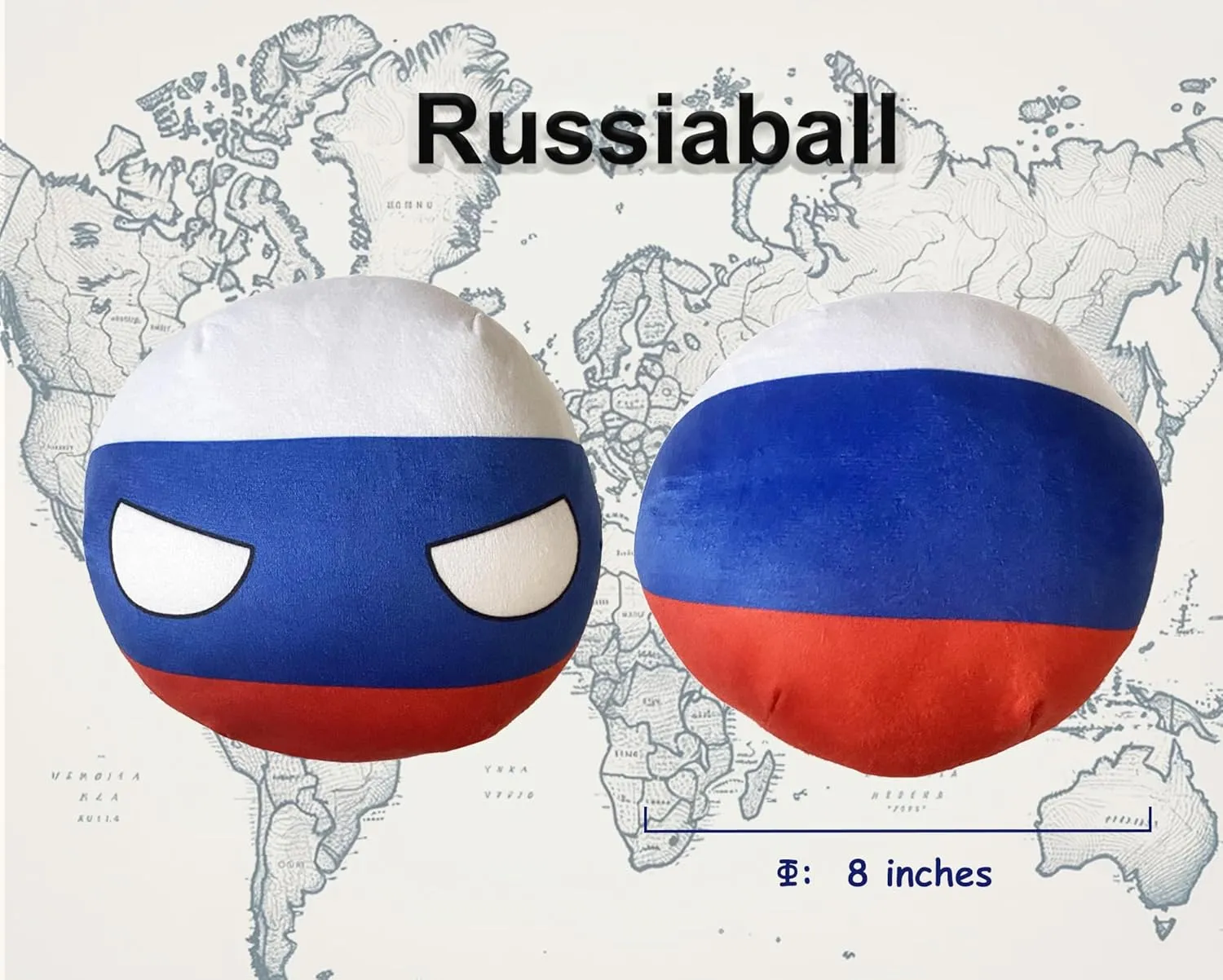 8-Inch Countryball Plushie – Soft and Cute National Ball Toy – Collectible Gift for Fans, Kids, and Plush Enthusiasts (9.Russia)