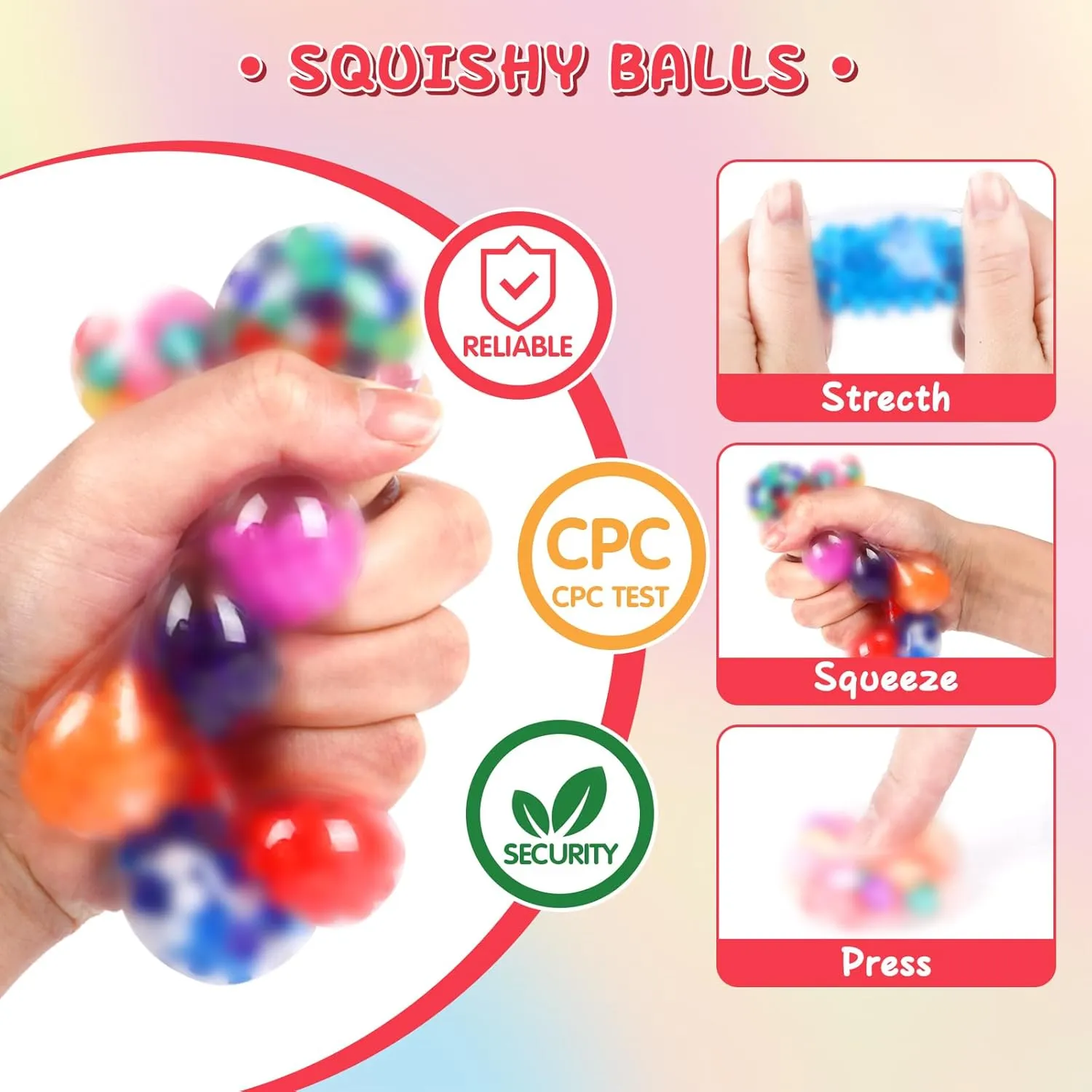 80 Pack Stress Balls for Adults, Bulk Squishy Ball, Stress Balls Set, Anti-Anxiety and Fidget Balls to Relax, Prize Box, Party Favors, Birthday Gifts, Goodie Bag Stuffers
