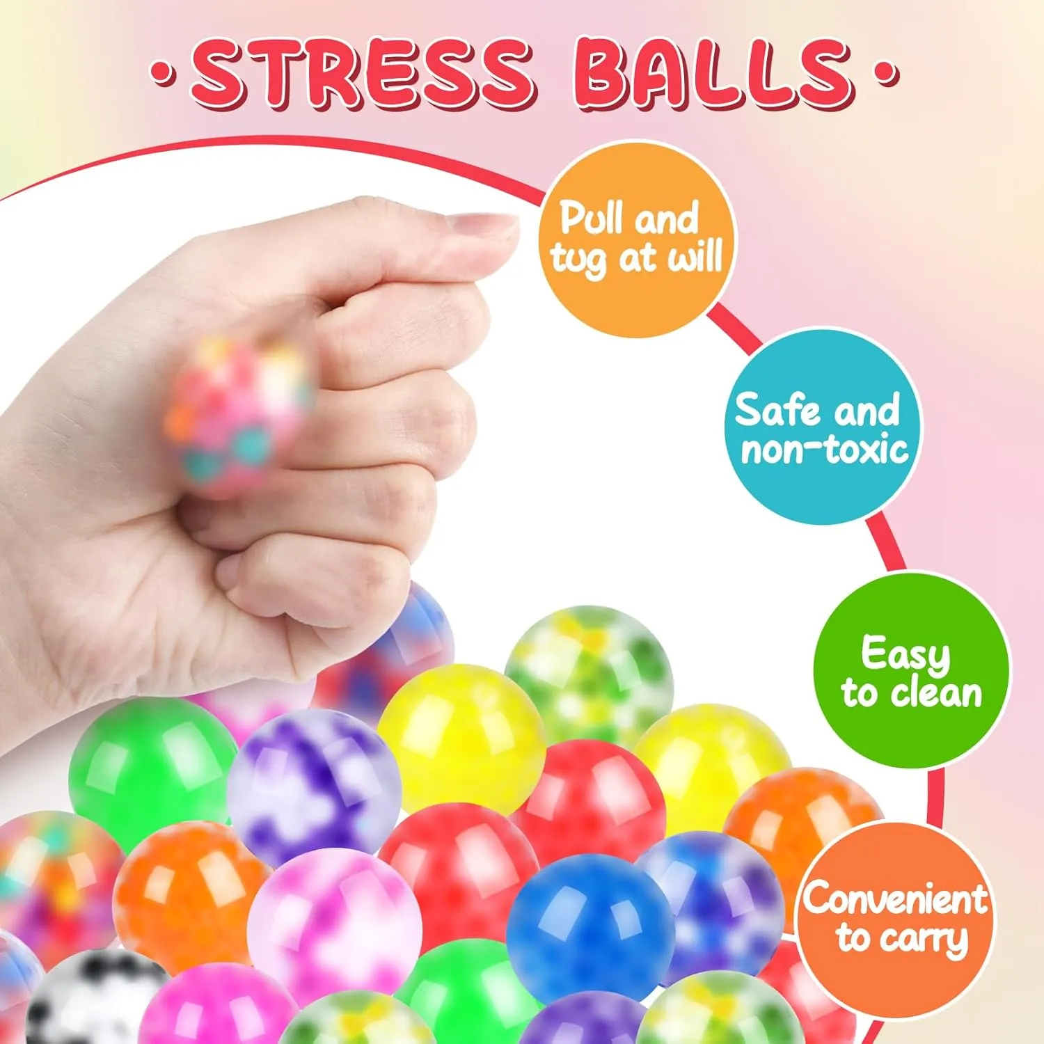 80 Pack Stress Balls for Adults, Bulk Squishy Ball, Stress Balls Set, Anti-Anxiety and Fidget Balls to Relax, Prize Box, Party Favors, Birthday Gifts, Goodie Bag Stuffers