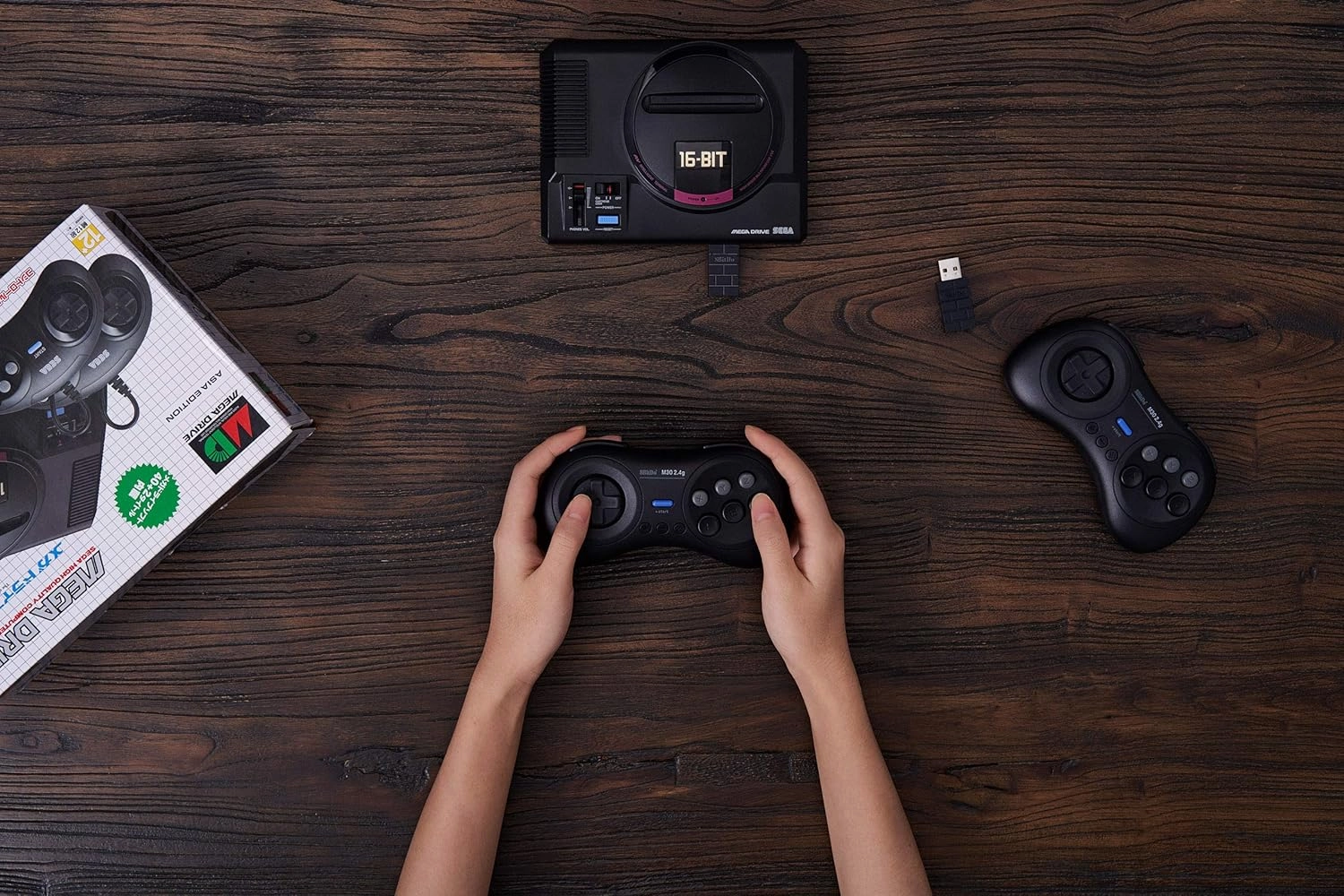 8Bitdo M30 2.4G Wireless Gamepad for Sega Genesis Mini and Mega Drive Mini and Switch with 6-Button Layout (Black)