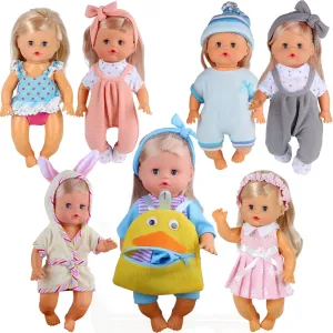 8pcs for 8-9-10 Inch Baby Doll Clothes Dress Newborn Baby Doll Accessories Gown Costumes Outfits with Schoolbag Xmas Gift-wrap