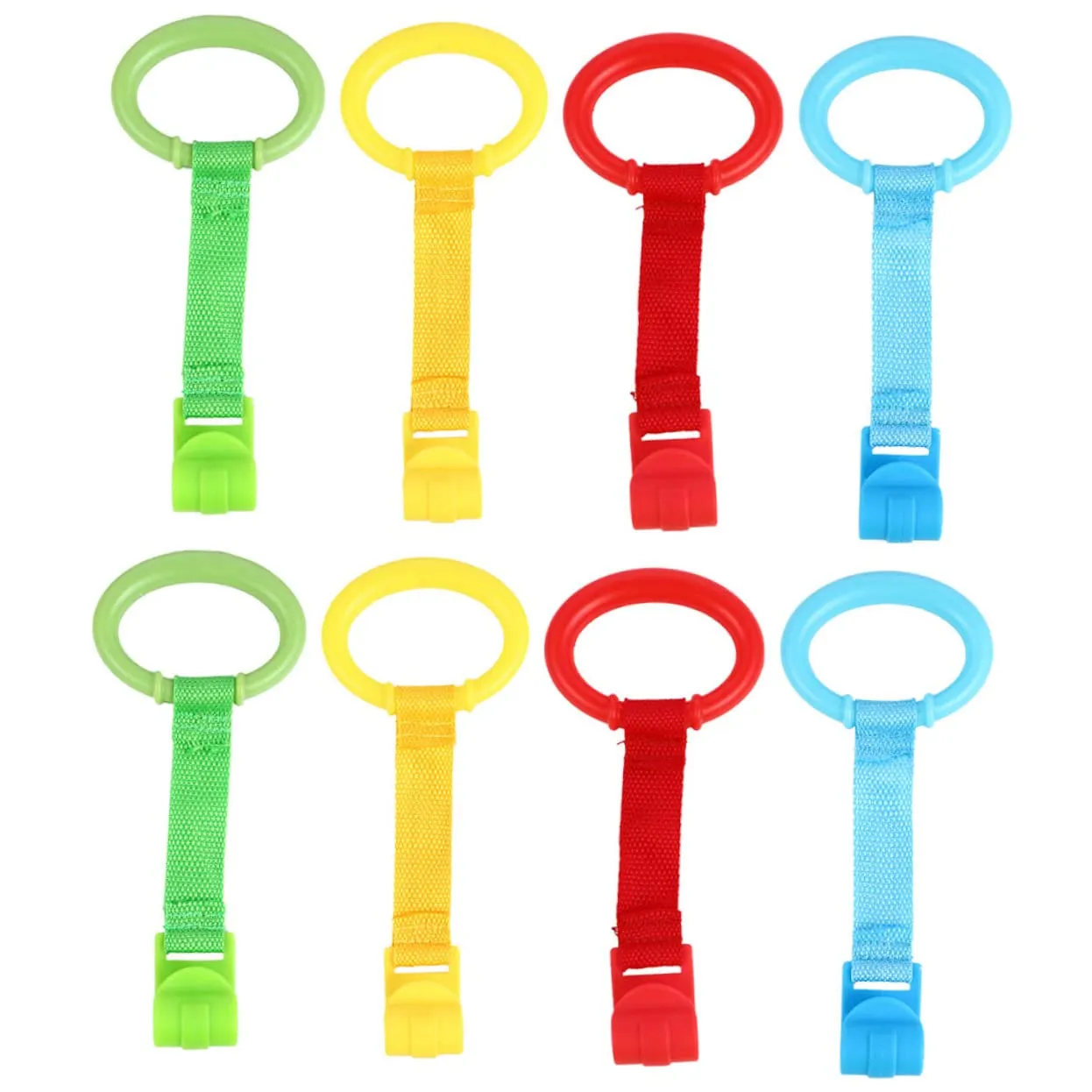 8pcs Pull Ring Baby Pull up Bar Pull to Stand Toys Pull up Ring Baby Stand up Rings Baby Cot Rings Baby Bed Nursery Cot Rings Vertical Blow Molding Toddler Hanging Ring