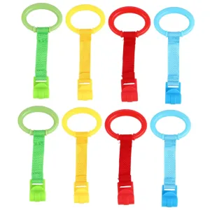 8pcs Pull Ring Baby Pull up Bar Pull to Stand Toys Pull up Ring Baby Stand up Rings Baby Cot Rings Baby Bed Nursery Cot Rings Vertical Blow Molding Toddler Hanging Ring
