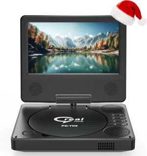 9.5" Portable DVD Player with 7.5" Swivel Display Screen, 5-Hour Built-in Rechargeable Battery, Car DVD Player,Supports SD Card/USB/CD/DVD and Multiple Disc Formats, High Volume Speaker