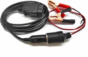 9.8ft OBD II Vehicle ECU Emergency Power Supply Cable Memory Saver, 2 in 1 Car Diagnostic Cable Memory Saver with Alligator Clips, Cigarette Lighter Plug Diagnostic Cable