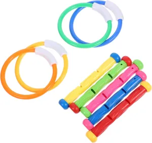 9pcs Diving Underwater Pool Rings Sticks for Summer Fun Safe Materials for Swimming Training Playtime