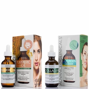 Advanced Clinicals Collagen Plumping Facial Serum   Turmeric Oil Blemish Facial Serum Set
