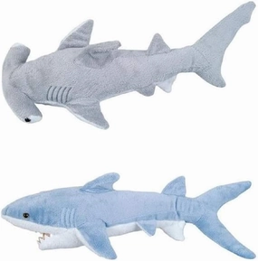 Adventure Planet - Set of 2 Plush Sharks Mako and Hammerhead Shark - Stuffed Animal -Ocean Life - Soft Cuddly Shark Week Tank Toy, 20in. and 19in. Set