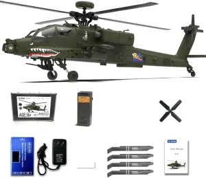 Aetheria RC Helicopter F11 AH64 Airplane, 2.4G 6CH Remote Control Aircraft, Dual Brushless Motor, 6G/3D Stunt Copter Model for Adults-1:32 Scale YU Xiang (BNF Version) -No Remote