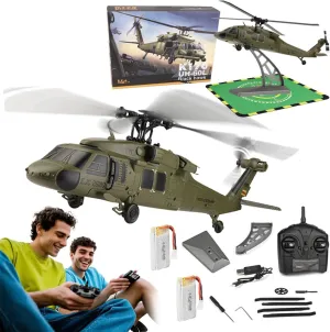 Aetheria WL K170 RC Helicopter with Altitude Hovering, 2.4G 4CH Remote Control Military Aircraft, UH-60L Brushless Motor Flybarless Helicopter, 6G/3D Stunt Copter Model for Adults - RTF