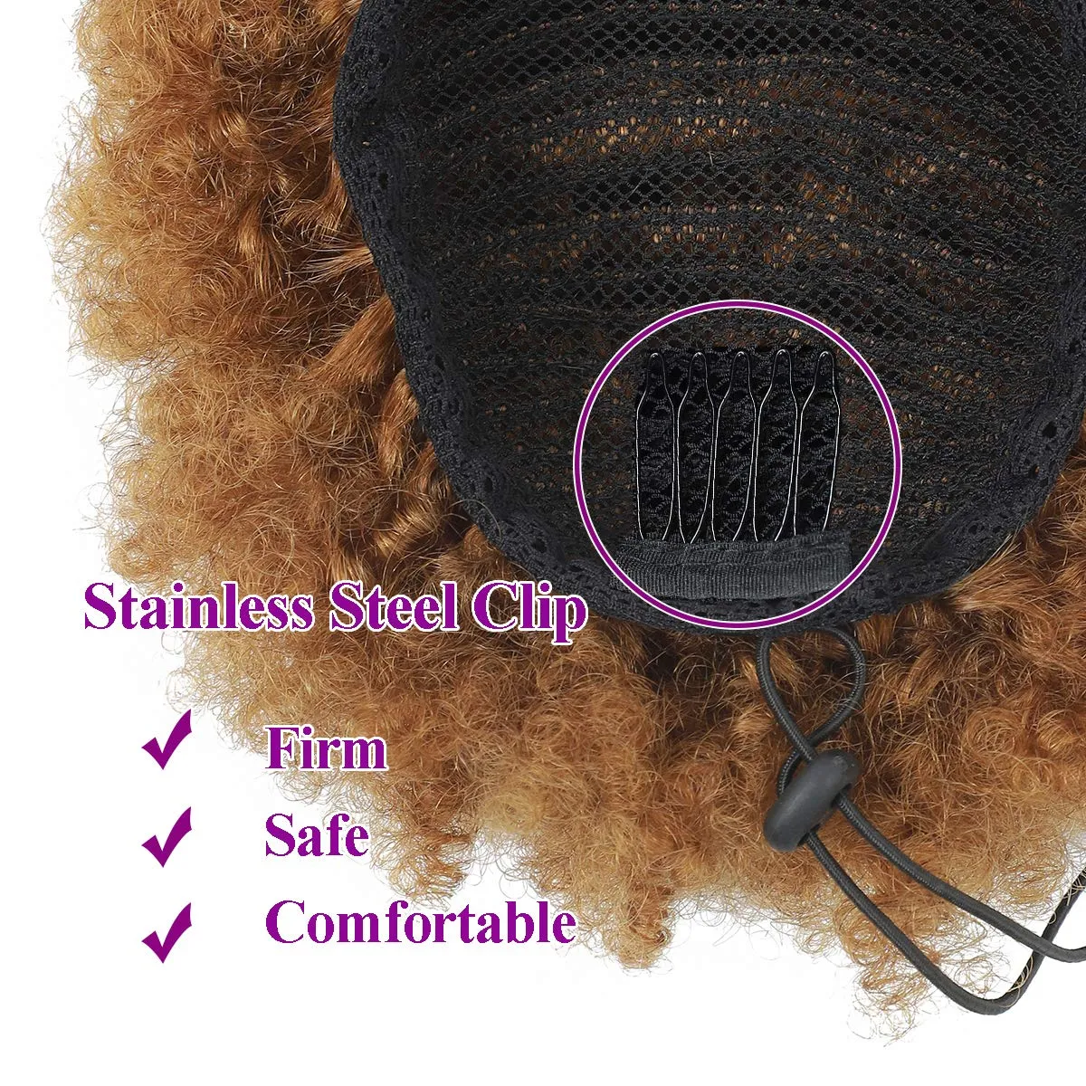 Afro Puffs Drawstring Human Hair Buns 30# Kinky Curly Drawstring Ponytail Human Hair Extension for Black Women 10% Brazilian Human Hair Dark Brown Bun (Afro Puff Drawstring Ponytail, #30, 8 Inch)
