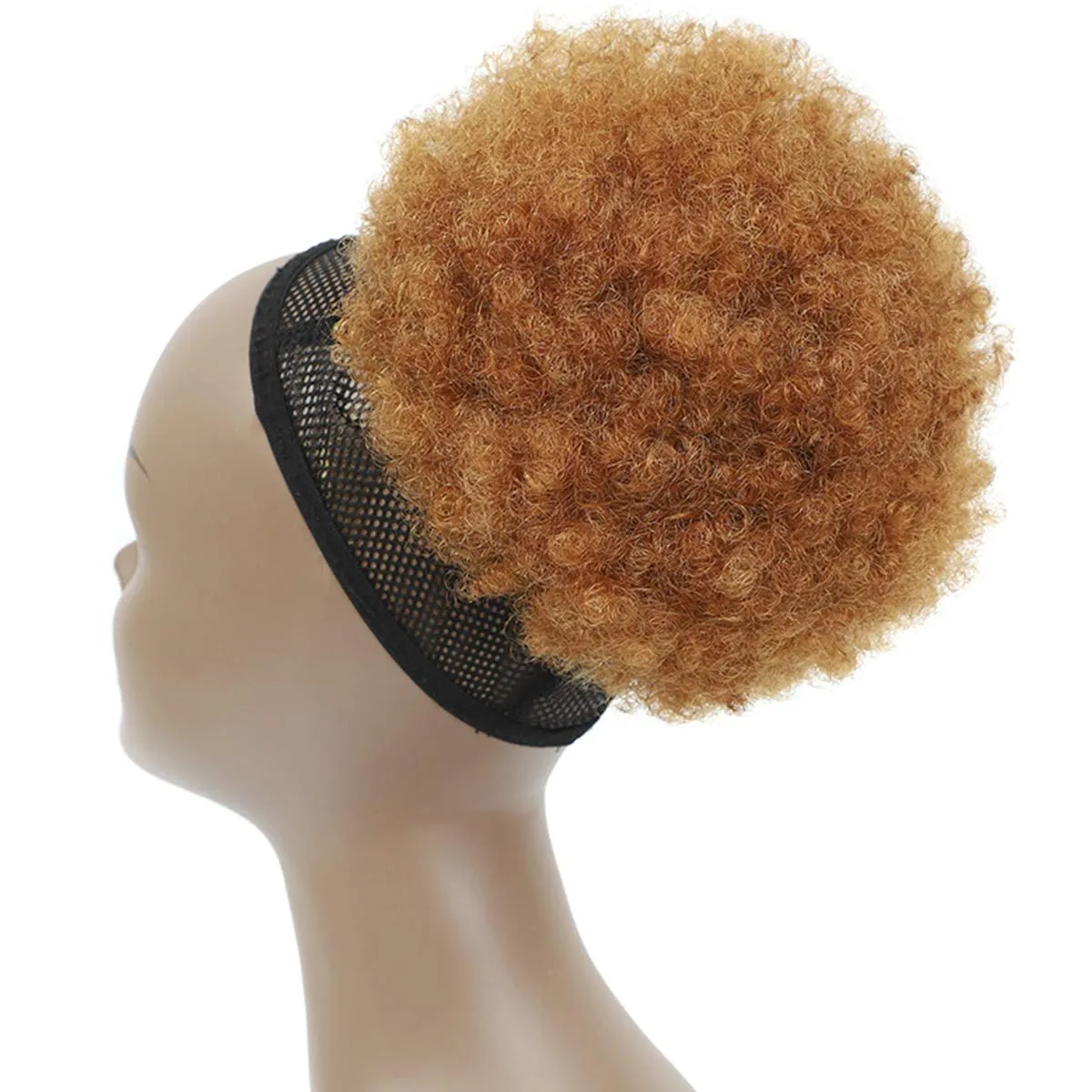 Afro Puffs Drawstring Human Hair Buns 30# Kinky Curly Drawstring Ponytail Human Hair Extension for Black Women 10% Brazilian Human Hair Dark Brown Bun (Afro Puff Drawstring Ponytail, #30, 8 Inch)