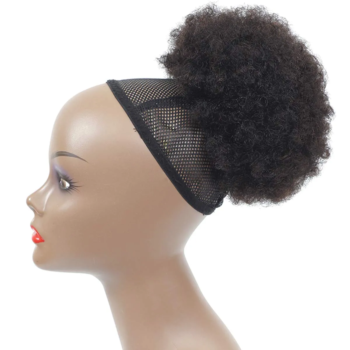 Afro Puffs Drawstring Human Hair Buns Natural Two Drawstring Puffs Ponytail Extensions 8 Inch Natural Black 1B# Hairpiece with Two Clips for Women Girls 100% Human Hair