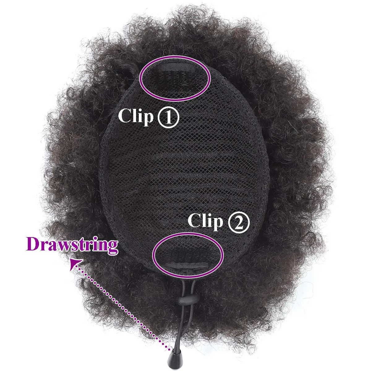 Afro Puffs Drawstring Human Hair Buns Natural Two Drawstring Puffs Ponytail Extensions 8 Inch Natural Black 1B# Hairpiece with Two Clips for Women Girls 100% Human Hair
