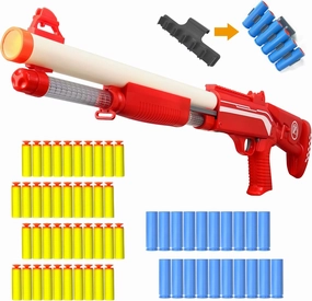 AGM MASTECH Shell Ejection Toy Rifle Lever Action Shotgun Toy Soft Bullet Foam Dart Blaster, 20 Shell, 40 Official Darts.(Red)