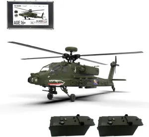AH64 RC Helicopter for Adults, 1/32 Scale 2.4G 6CH Remote Control Helicopter, Outdoor RC Aircraft Flying Model, RTF Version Creative Gifts