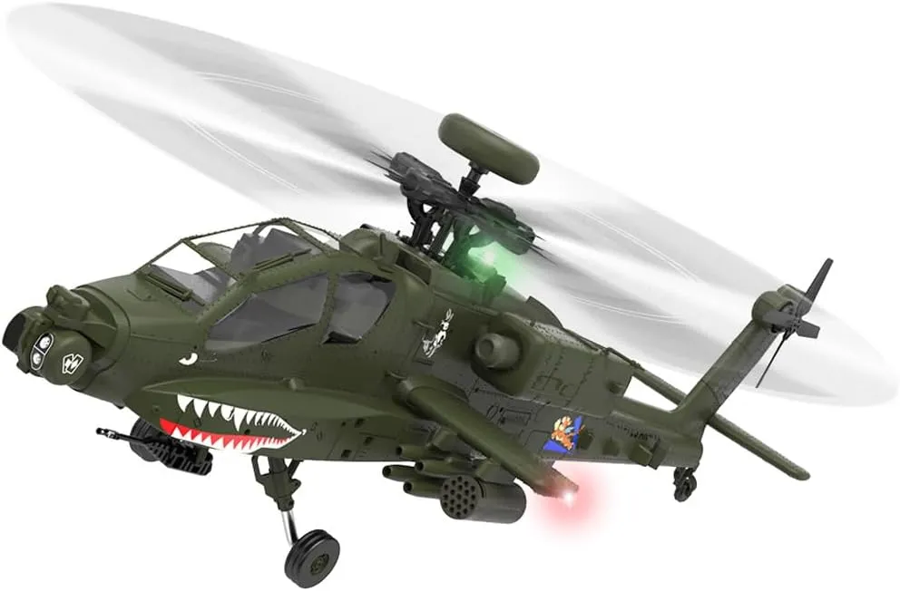 AH64 RC Helicopter for Adults, 1/32 Scale 2.4G 6CH Remote Control Helicopter, Outdoor RC Aircraft Flying Model, RTF Version Creative Gifts