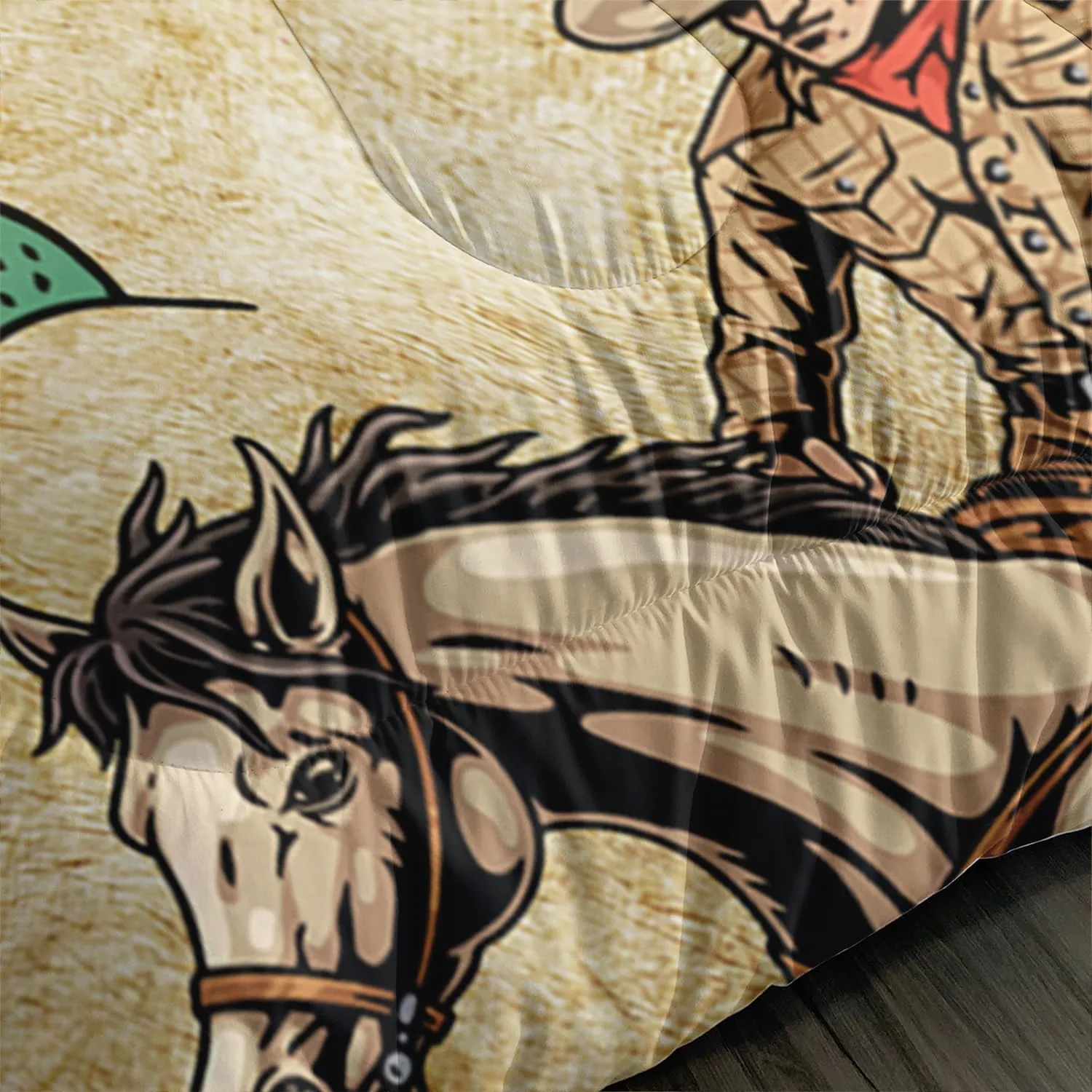 AILONEN Western Cowboy Comforter Set Queen Size, Rodeo Cowboy Riding Bull with Cacti Western Style Bedding Set for Girls Boys Girls,Ranch Jomon Bed in a Bag Duvet Set,1 Quilt and 2 Pillowcases,3PCS