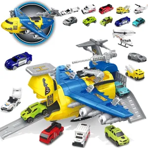 Airplane Toy, Transport Cargo Airplanes for Kids 3-12 Years Old, Mini Cars, Plane for Birthday, Aeroplane for Boys Girls Toddlers, ASTM Certified, Blue