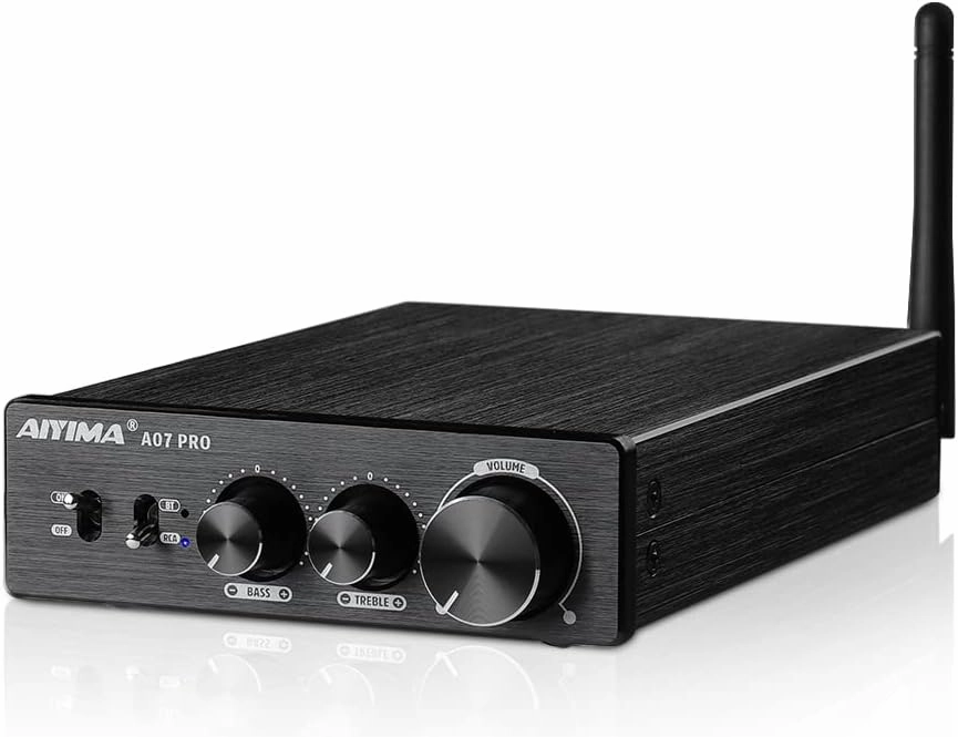 AIYIMA A07 Pro TPA3255 Stereo Amplifier Bluetooth 5.2 300Wx2 HiFi Class D Amp 2.0/2.1 Channel Audio Power Amp for Home Audio Speaker with Bass Treble knobs& 3.5mm Line Output,Supports 24-48V