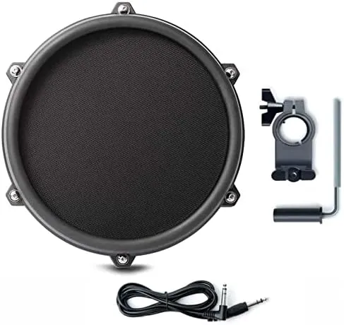 Alesis Nitro 8 Inch Single-Zone Mesh Tom Pad with Clamp and Silverline Audio 10ft Trigger Cable Bundle