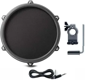 Alesis Nitro 8 Inch Single-Zone Mesh Tom Pad with Clamp and Silverline Audio 10ft Trigger Cable Bundle