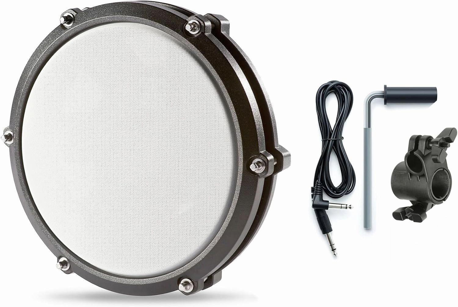 Alesis Nitro Max 8 Inch Single-Zone Mesh Tom Pad with Clamp and Silverline Audio 10ft Trigger Cable Bundle