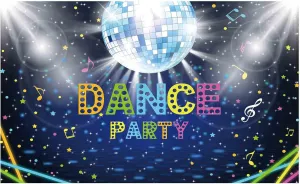 Allenjoy Disco Party Backdrop Shiny Neon Lights Ball 70s 80s 90s Birthday Dance Party Cake Table Banner Decorations Vinyl Background Photo Booth Props
