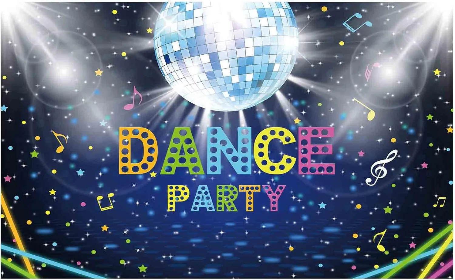 Allenjoy Disco Party Backdrop Shiny Neon Lights Ball 70s 80s 90s Birthday Dance Party Cake Table Banner Decorations Vinyl Background Photo Booth Props