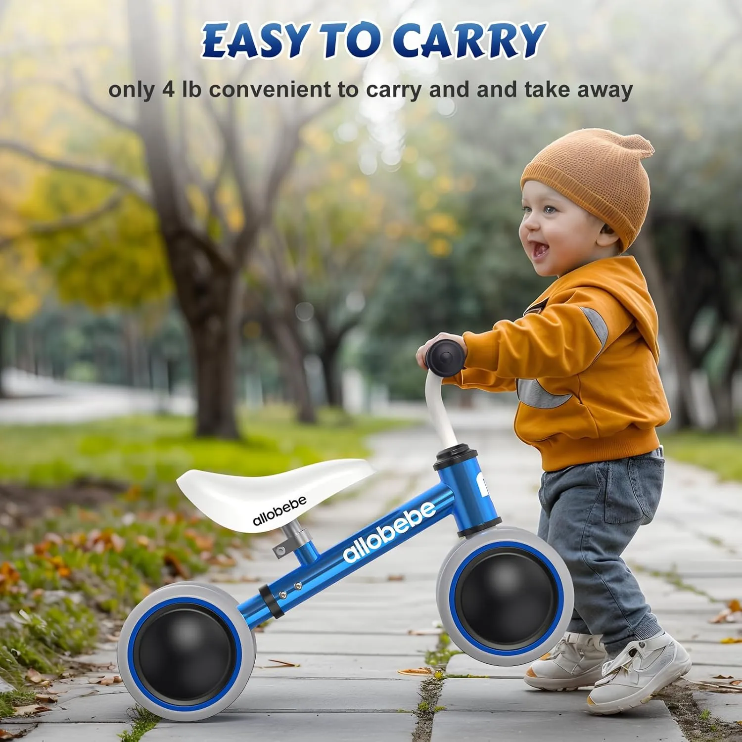 allobebe Baby Balance Bike, Cute Toddler Bikes 12-36 Months Gifts for 1 Year Old Girl Bike to Train Baby from Standing to Running with Adjustable Seat Silent & Soft 3 Wheels