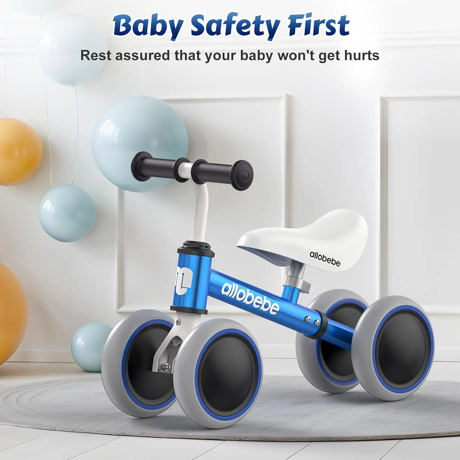 allobebe Baby Balance Bike, Cute Toddler Bikes 12-36 Months Gifts for 1 Year Old Girl Bike to Train Baby from Standing to Running with Adjustable Seat Silent & Soft 3 Wheels