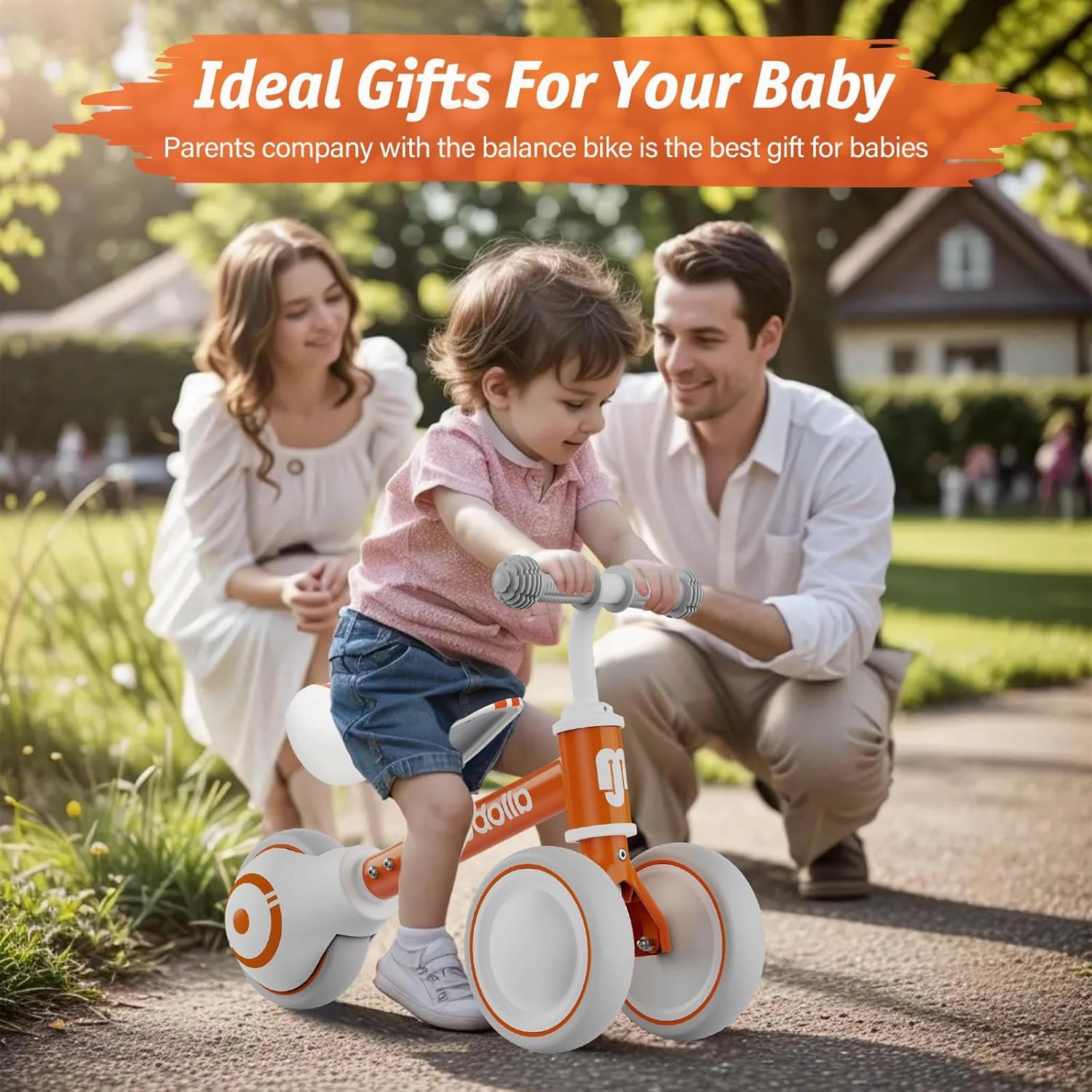 allobebe Baby Balance Bike, Cute Toddler Bikes 12-36 Months Gifts for 1 Year Old Girl Bike to Train Baby from Standing to Running with Adjustable Seat Silent & Soft 3 Wheels