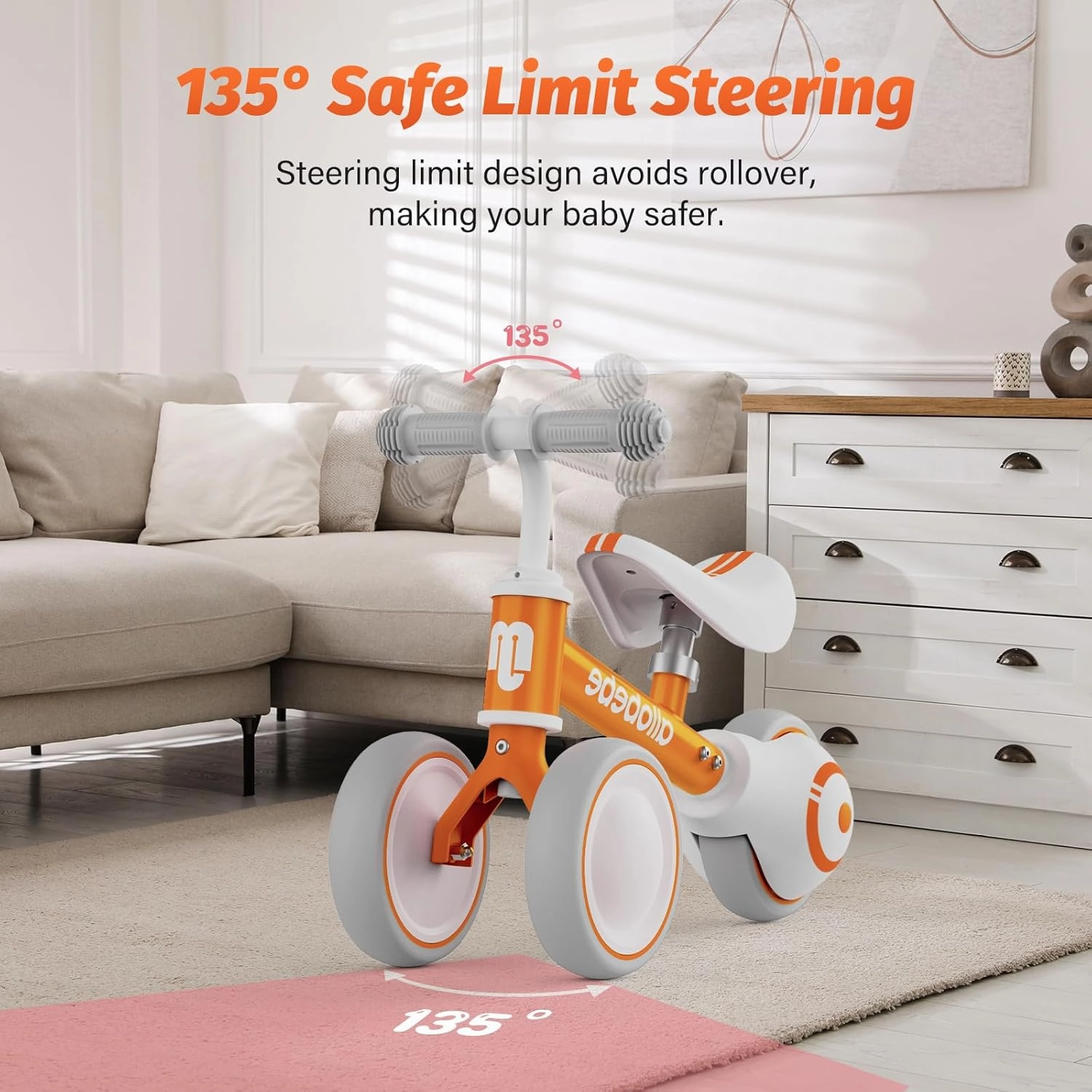 allobebe Baby Balance Bike, Cute Toddler Bikes 12-36 Months Gifts for 1 Year Old Girl Bike to Train Baby from Standing to Running with Adjustable Seat Silent & Soft 3 Wheels