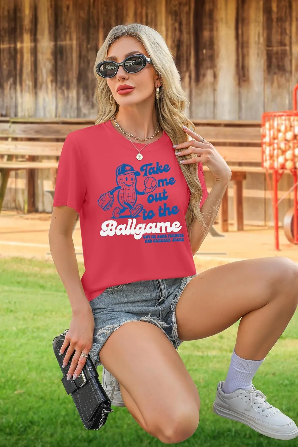 ALLTB Baseball Shirts Women Funny Baseball Mom Shirt Ballgame Graphic Tshirt Game Day Fan Tee Casual Short Sleeve Top