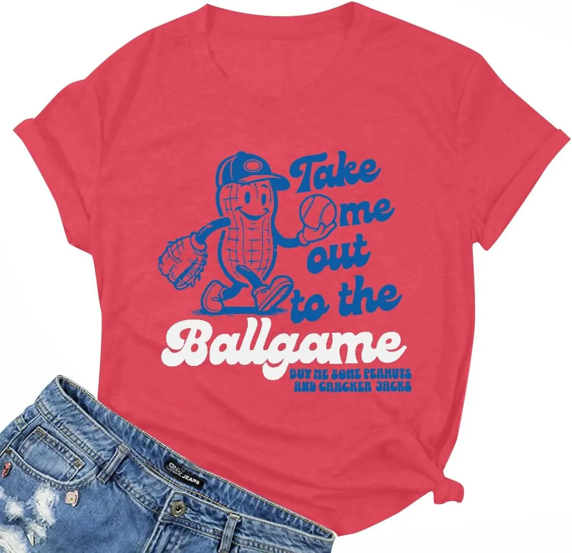 ALLTB Baseball Shirts Women Funny Baseball Mom Shirt Ballgame Graphic Tshirt Game Day Fan Tee Casual Short Sleeve Top