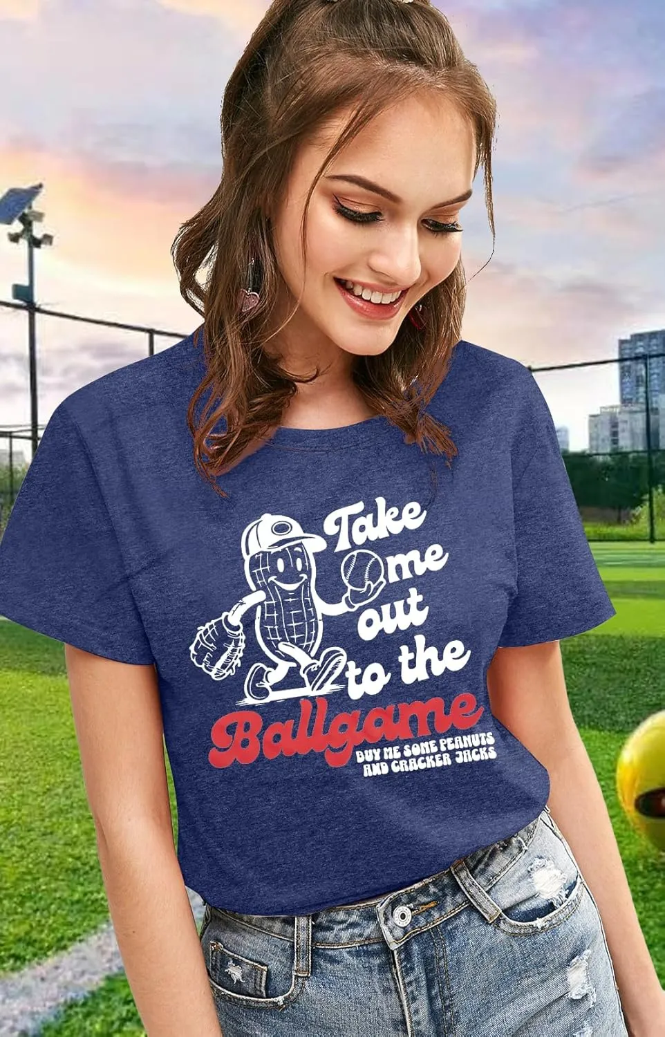 ALLTB Baseball Shirts Women Funny Baseball Mom Shirt Ballgame Graphic Tshirt Game Day Fan Tee Casual Short Sleeve Top