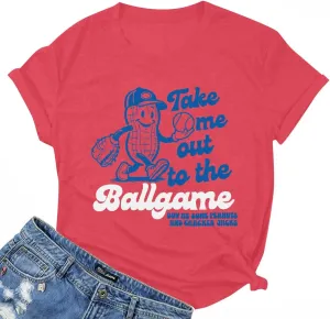 ALLTB Baseball Shirts Women Funny Baseball Mom Shirt Ballgame Graphic Tshirt Game Day Fan Tee Casual Short Sleeve Top