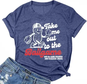 ALLTB Baseball Shirts Women Funny Baseball Mom Shirt Ballgame Graphic Tshirt Game Day Fan Tee Casual Short Sleeve Top
