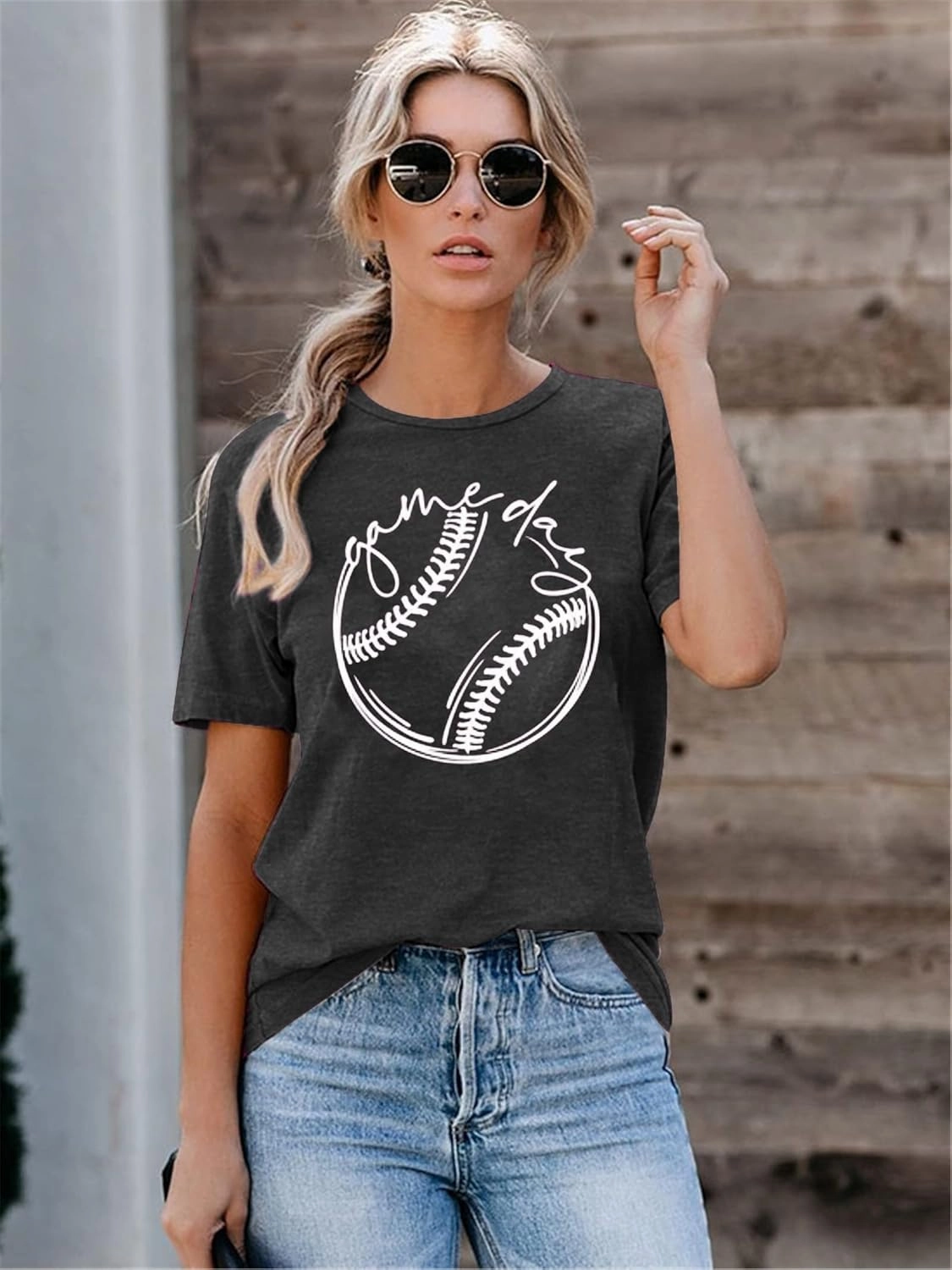 ALLTB Baseball Shirt Women Baseball Mom Shirts Funny Game Day Baseball Graphic Tee Tops Casual Ball Short Sleeve Tee Top