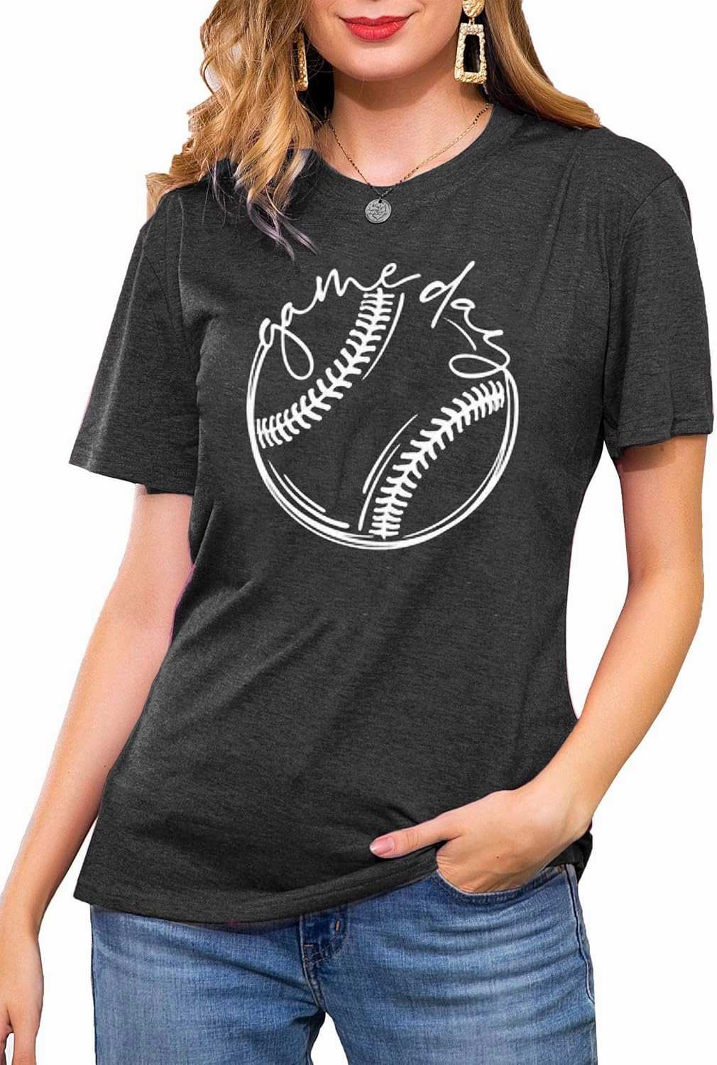ALLTB Baseball Shirt Women Baseball Mom Shirts Funny Game Day Baseball Graphic Tee Tops Casual Ball Short Sleeve Tee Top