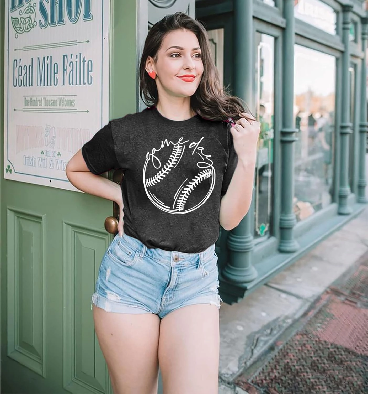 ALLTB Baseball Shirt Women Baseball Mom Shirts Funny Game Day Baseball Graphic Tee Tops Casual Ball Short Sleeve Tee Top