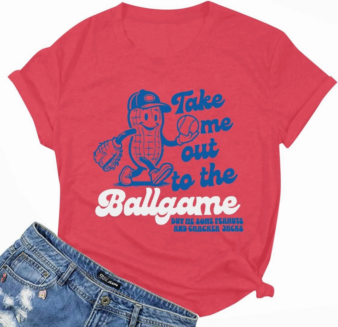 ALLTB Baseball Shirts Women Funny Baseball Mom Shirt Ballgame Graphic Tshirt Game Day Fan Tee Casual Short Sleeve Top