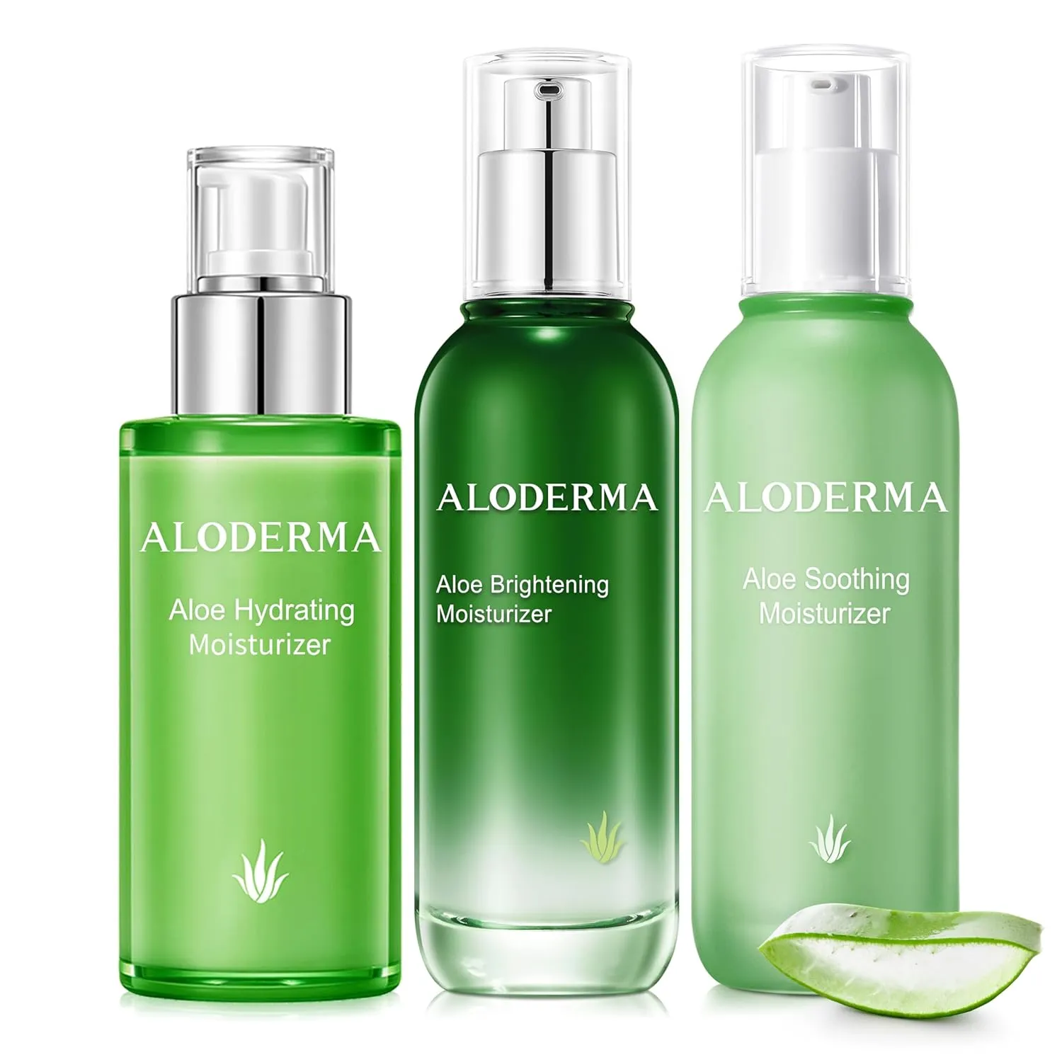 Aloderma Aloe Face Moisturizer Set, 3 Pieces - Hydrating Moisturizer, Soothing Moisturizer, Brightening Moisturizer