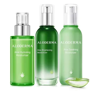 Aloderma Aloe Face Moisturizer Set, 3 Pieces - Hydrating Moisturizer, Soothing Moisturizer, Brightening Moisturizer
