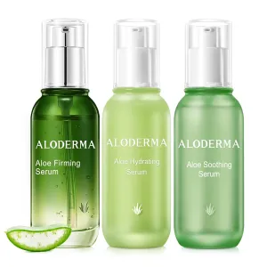 Aloderma Aloe Face Serums Set, 3 Pieces - Hydrating Serum, Firming Serum, Soothing Serum