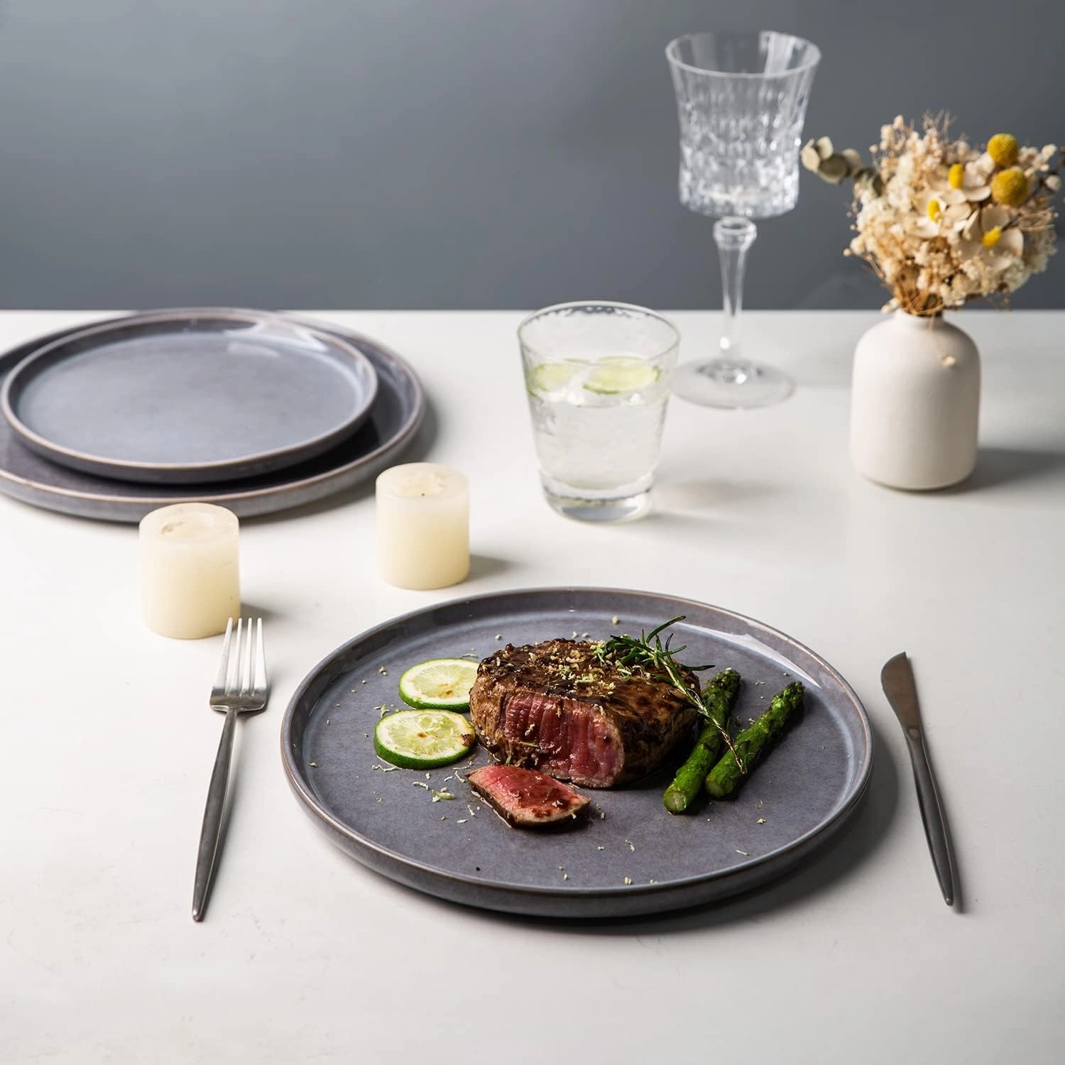 AmorArc Dinner Plates Set of 6, 10.5 Inch Reactive Glaze Ceramic Plates Set, Microwave, Dishwasher Safe, Scratch Resistant, Modern Large Dinnerware Dishes Set Kitchen Stoneware Plates